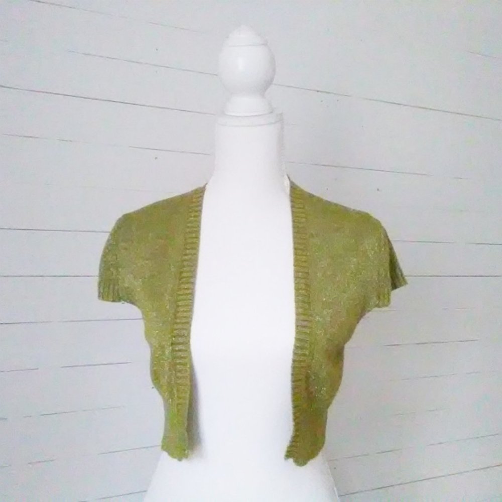 Vintage 90s Gold Metallic Silk Shrug Sweater